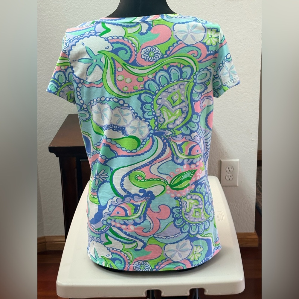 LILLY PULITZER SHORT SLEEVE TOP SHIRT BLOUSE WOMEN SIZE SMALL EXCELLENT COND - Picture 5 of 6